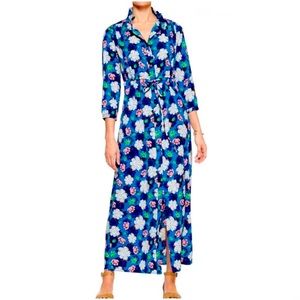 Banana Republic Factory- Floral 3/4 Sleeve Button-up Maxi Dress with Pockets